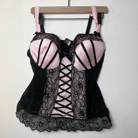 NWT Lovehoney Plus Size Boudoir Belle Blush Pink Push-Up Basque Top 1X/2X - Picture 5 of 5